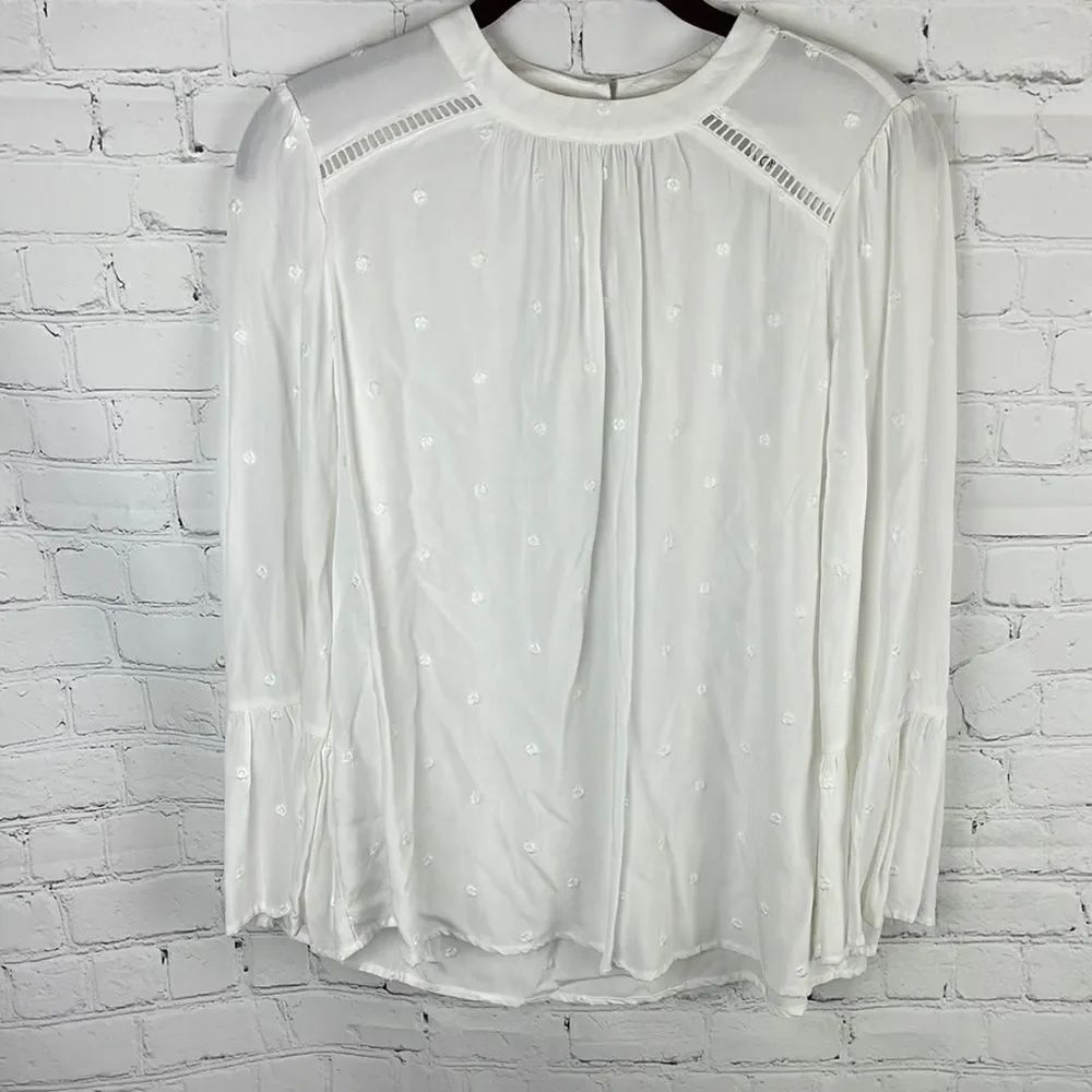 Loft White Embroidered Blouse NWT size Small